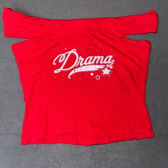 Y2K Style Red Off The Shoulder Drama Top - Picture 1 of 6